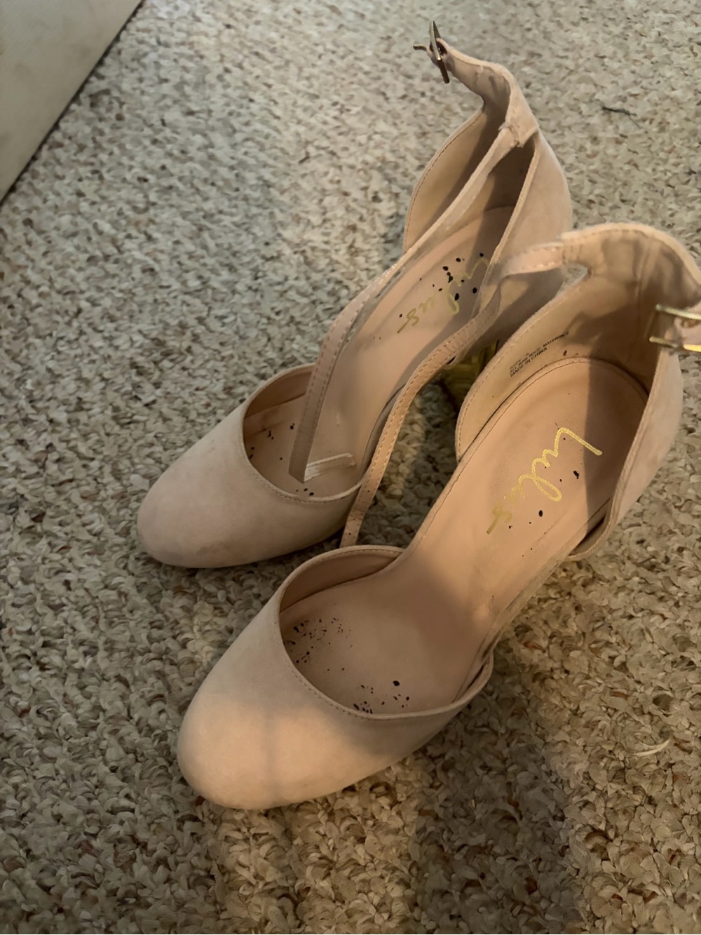Lulu’s Nude Ankle Strap Closed Round Toe Sandal Heels - Picture 11 of 12